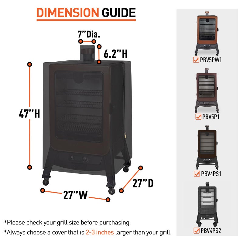Arcedo Vertical Smoker Cover Compatible with Pit Boss Copperhead 4, 5, 7 Series, PBV4PS2, PBV4NX, Pro 4-Series, Heavy Duty Waterproof Outdoor Wood Pellet Grill Cover for PB 73550, Black - Image 2